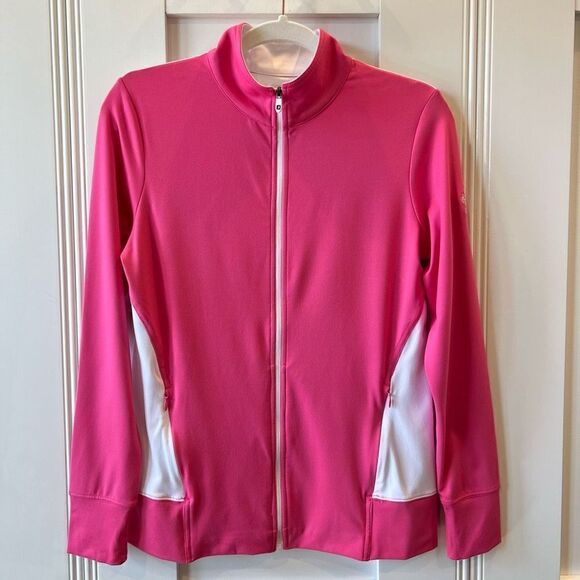 FootJoy HotĀ Pink White FullāZip Mid Layer Jacket Panel Pockets SizeāS - Picture 2 of 13